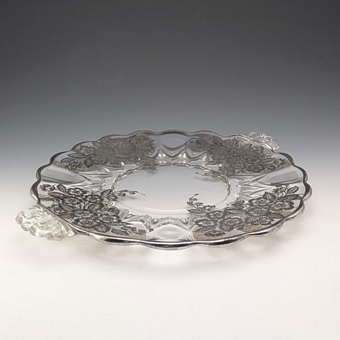 美國復古銀覆蓋大盤 直徑28cm Silver City Glass Co